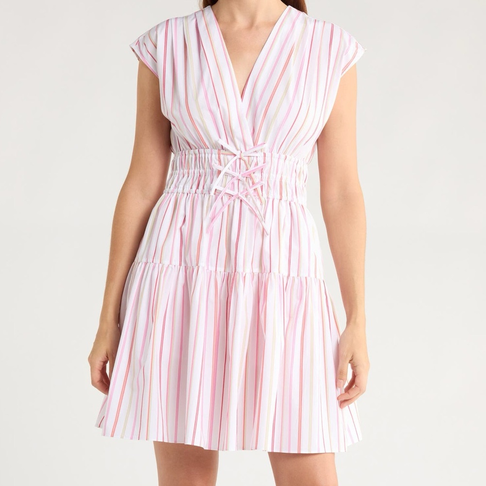 Derek Lam 10 Crosby Tora Pinstripe Sleeveless Fit & Flare Dress